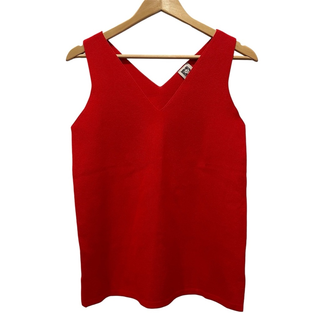 Anne Klein Red V-Neck Sleeveless Sweater Top